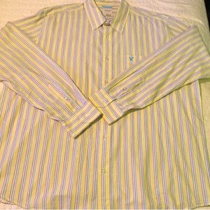 American Eagle Long Sleeve Button Down Shirt Mens XXL Yellow, Pink, & Blue